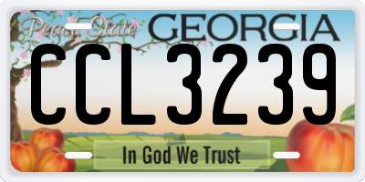 GA license plate CCL3239