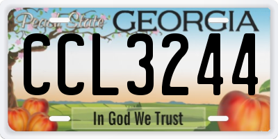 GA license plate CCL3244