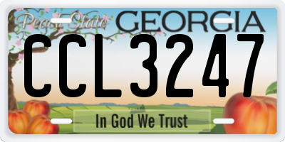 GA license plate CCL3247
