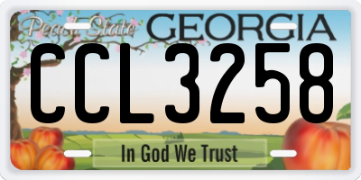 GA license plate CCL3258