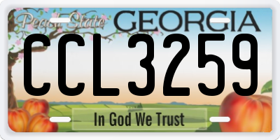 GA license plate CCL3259