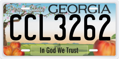 GA license plate CCL3262