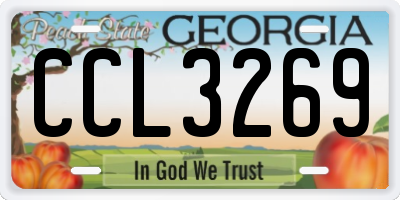 GA license plate CCL3269