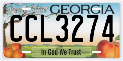 GA license plate CCL3274