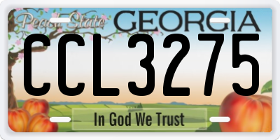 GA license plate CCL3275