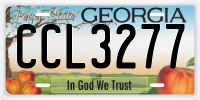 GA license plate CCL3277