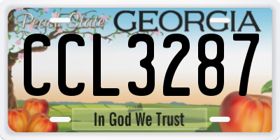 GA license plate CCL3287