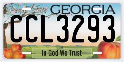 GA license plate CCL3293