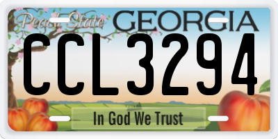 GA license plate CCL3294