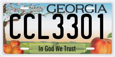 GA license plate CCL3301