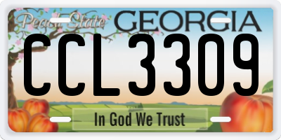 GA license plate CCL3309