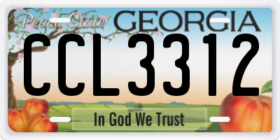 GA license plate CCL3312
