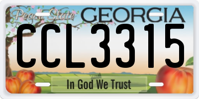 GA license plate CCL3315