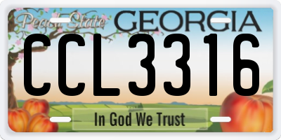 GA license plate CCL3316