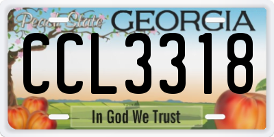GA license plate CCL3318