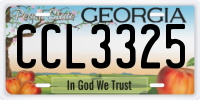 GA license plate CCL3325
