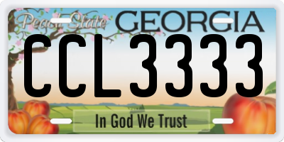 GA license plate CCL3333