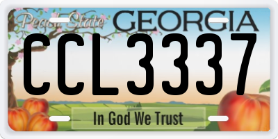 GA license plate CCL3337