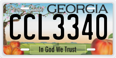 GA license plate CCL3340