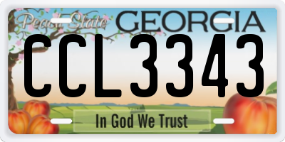 GA license plate CCL3343