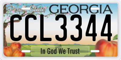GA license plate CCL3344