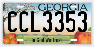 GA license plate CCL3353