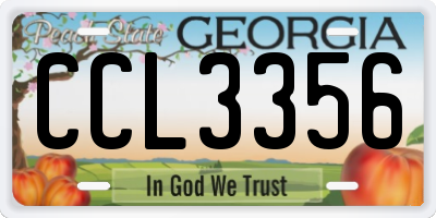 GA license plate CCL3356