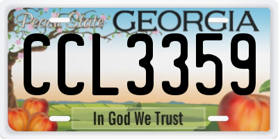 GA license plate CCL3359