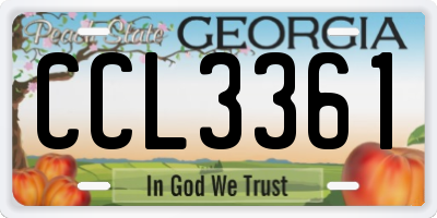 GA license plate CCL3361