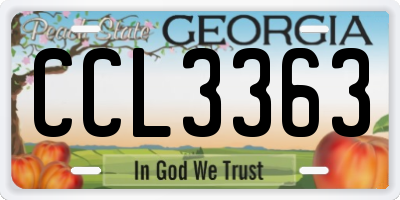 GA license plate CCL3363