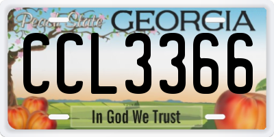 GA license plate CCL3366