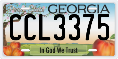 GA license plate CCL3375