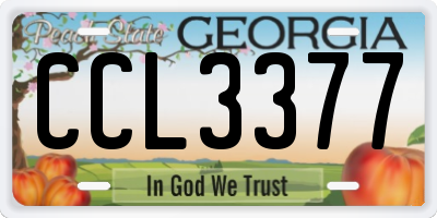 GA license plate CCL3377