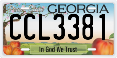 GA license plate CCL3381