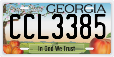 GA license plate CCL3385