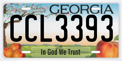 GA license plate CCL3393