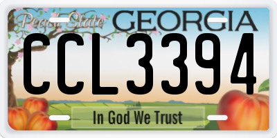 GA license plate CCL3394