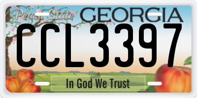 GA license plate CCL3397