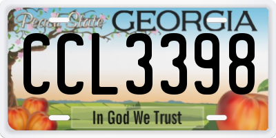 GA license plate CCL3398