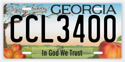 GA license plate CCL3400