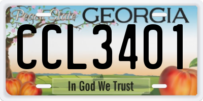 GA license plate CCL3401