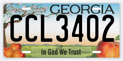 GA license plate CCL3402