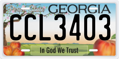 GA license plate CCL3403