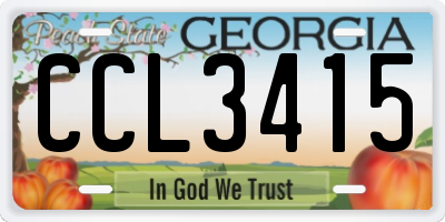 GA license plate CCL3415