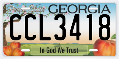 GA license plate CCL3418