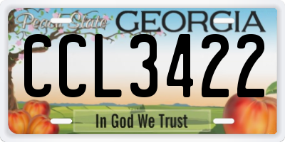 GA license plate CCL3422