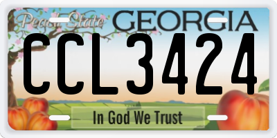 GA license plate CCL3424