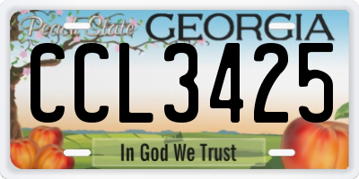 GA license plate CCL3425