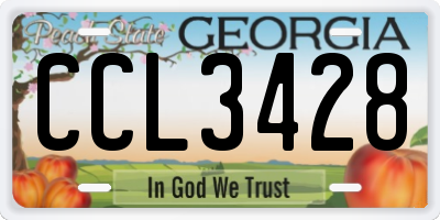 GA license plate CCL3428