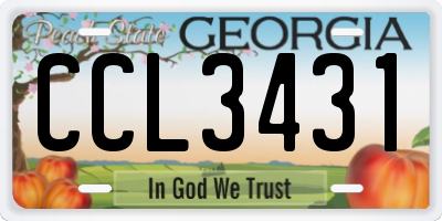 GA license plate CCL3431